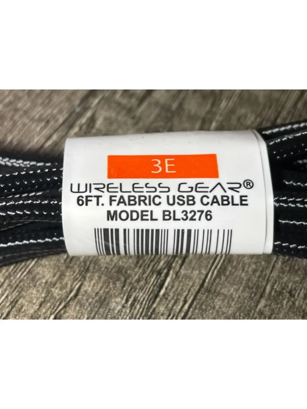 Wireless Gear 6‑Ft USB‑C to Lightning Cable – Black Fabric, Fast Charging, NEW